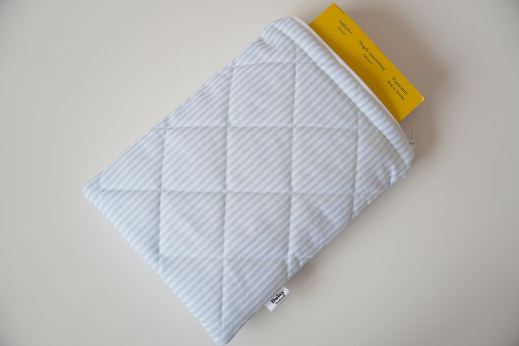 Quilted blue stripe book sleeve