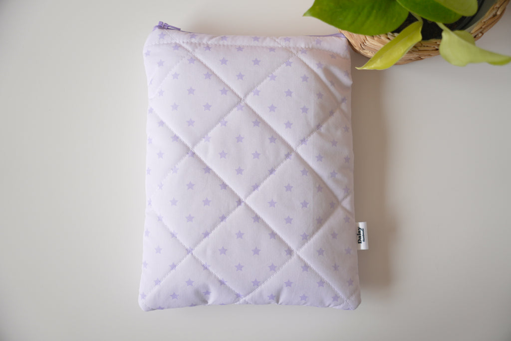 Quilted purple star book sleeve