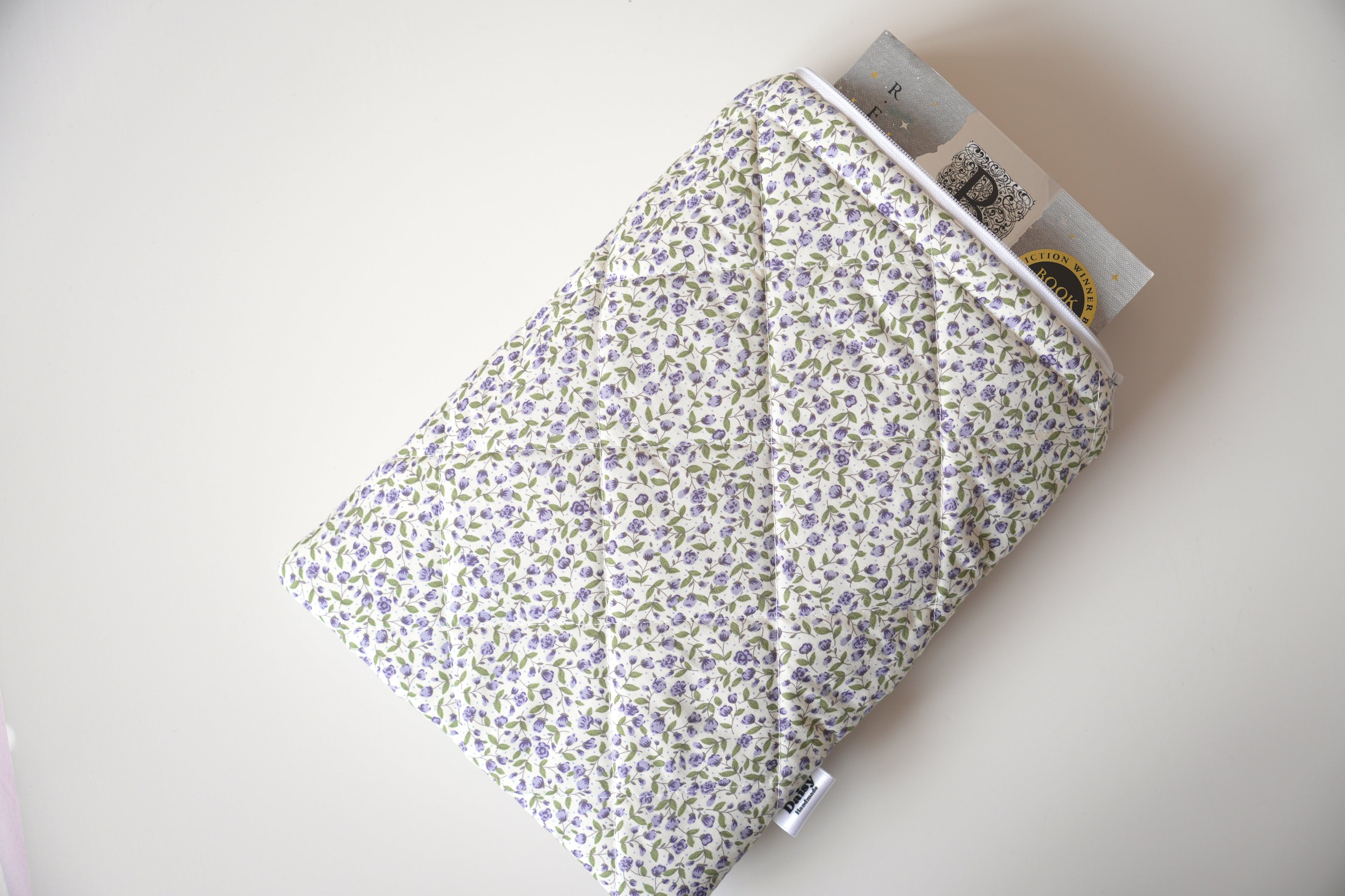 Quilted purple rose book sleeve