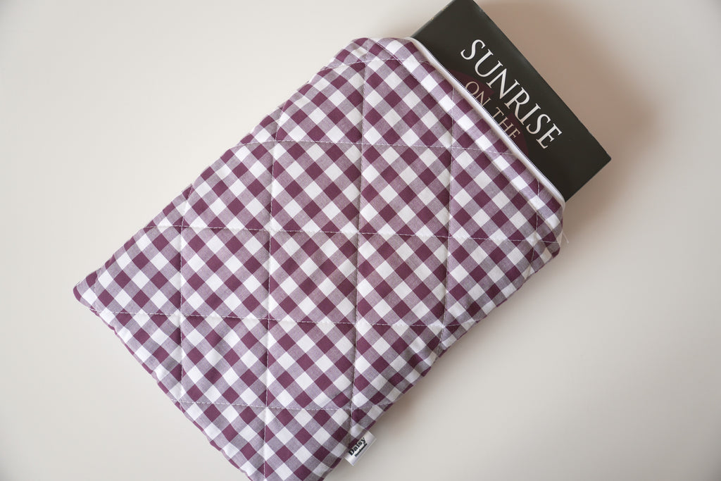 Quilted Plum gingham book sleeve