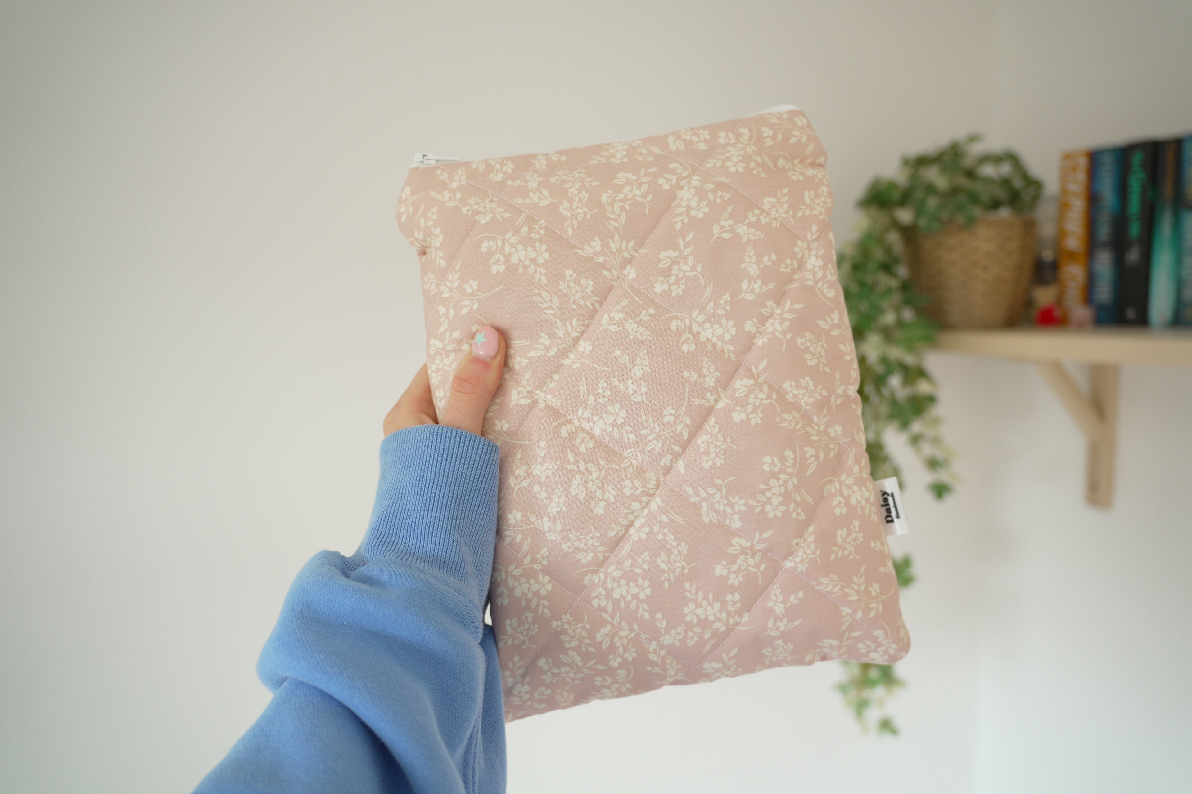 Quilted vintage pink floral book sleeve