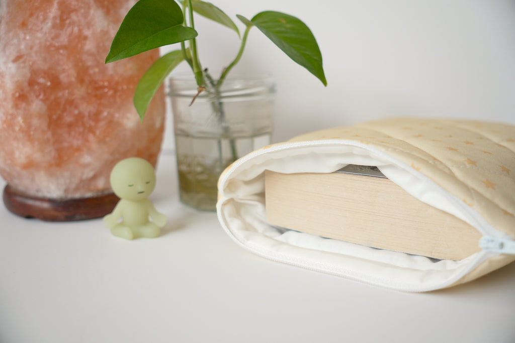 Quilted yellow star book sleeve