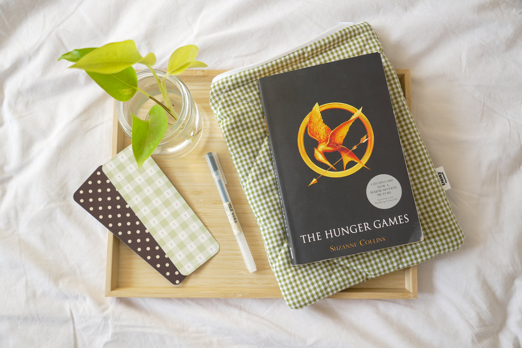 Quilted Olive green mini gingham book sleeve