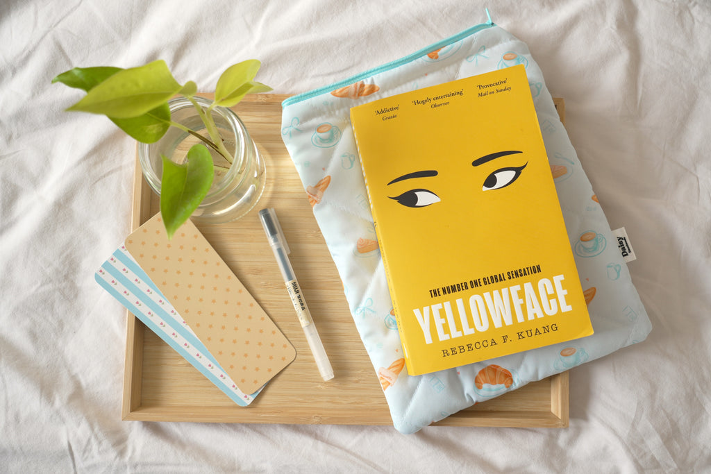 Quilted blue bakery book sleeve