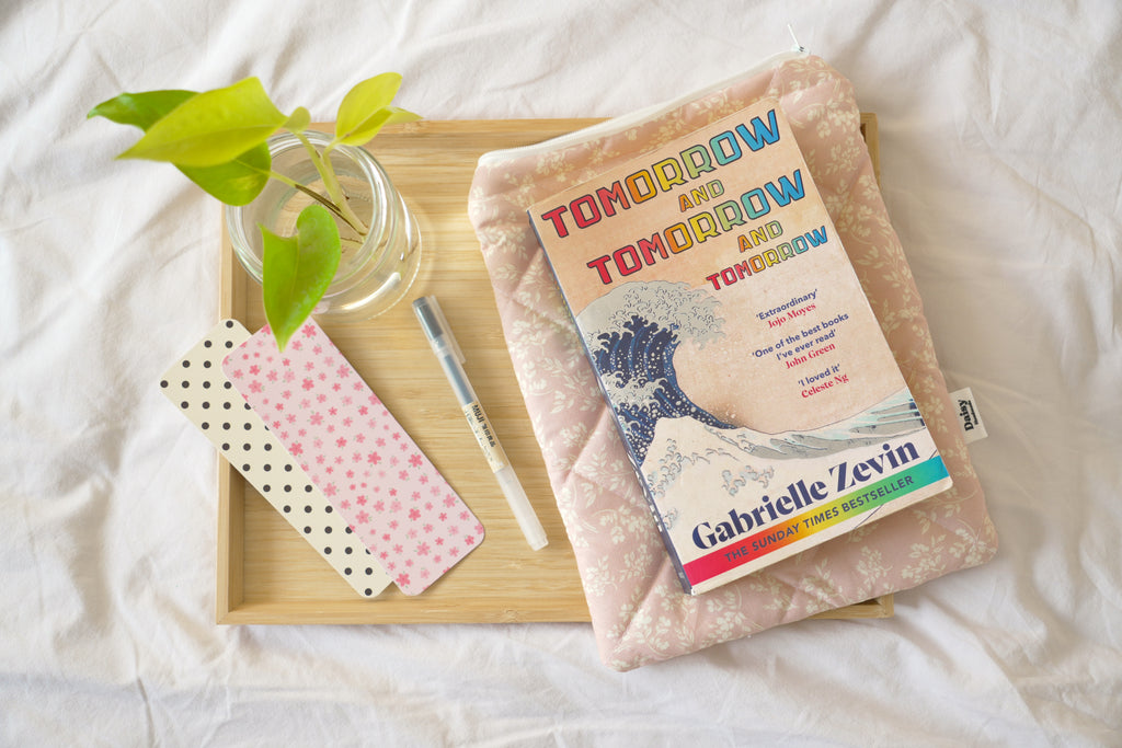 Quilted vintage pink floral book sleeve