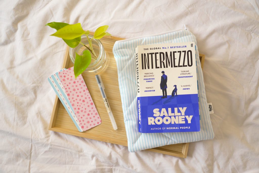 Quilted blue stripe book sleeve