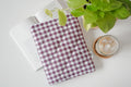 Quilted Plum gingham book sleeve