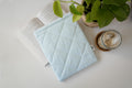 Quilted light blue diagonal gingham book sleeve