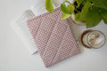 Quilted brown diagonal gingham book sleeve