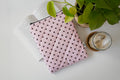 Quilted pink and brown polka dot book sleeve