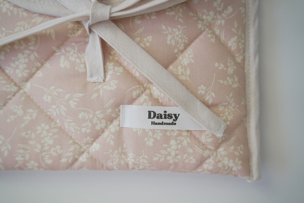 Quilted bow closure kindle sleeve in vintage pink floral