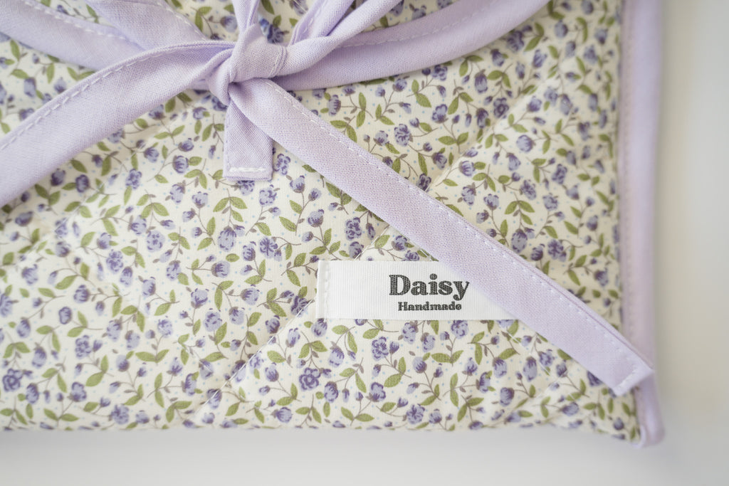 Quilted bow closure kindle sleeve purple rose buds
