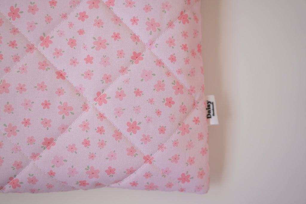 Quilted pink floral book sleeve