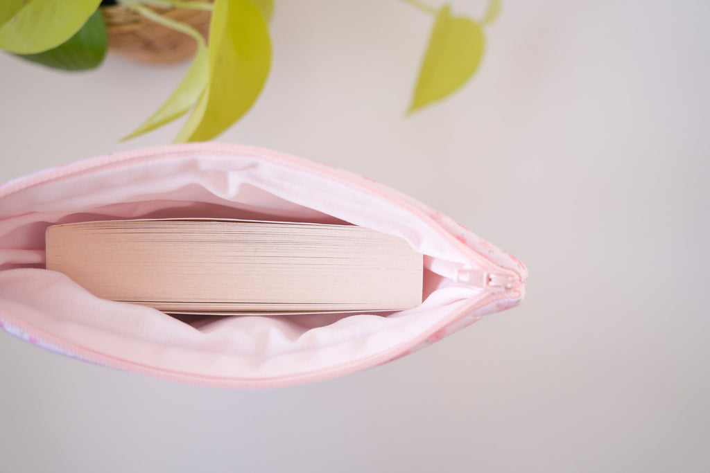 Quilted pink floral book sleeve