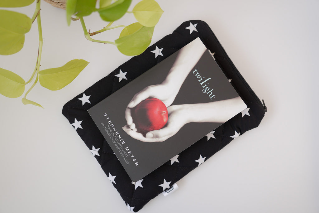 Quilted black star book sleeve