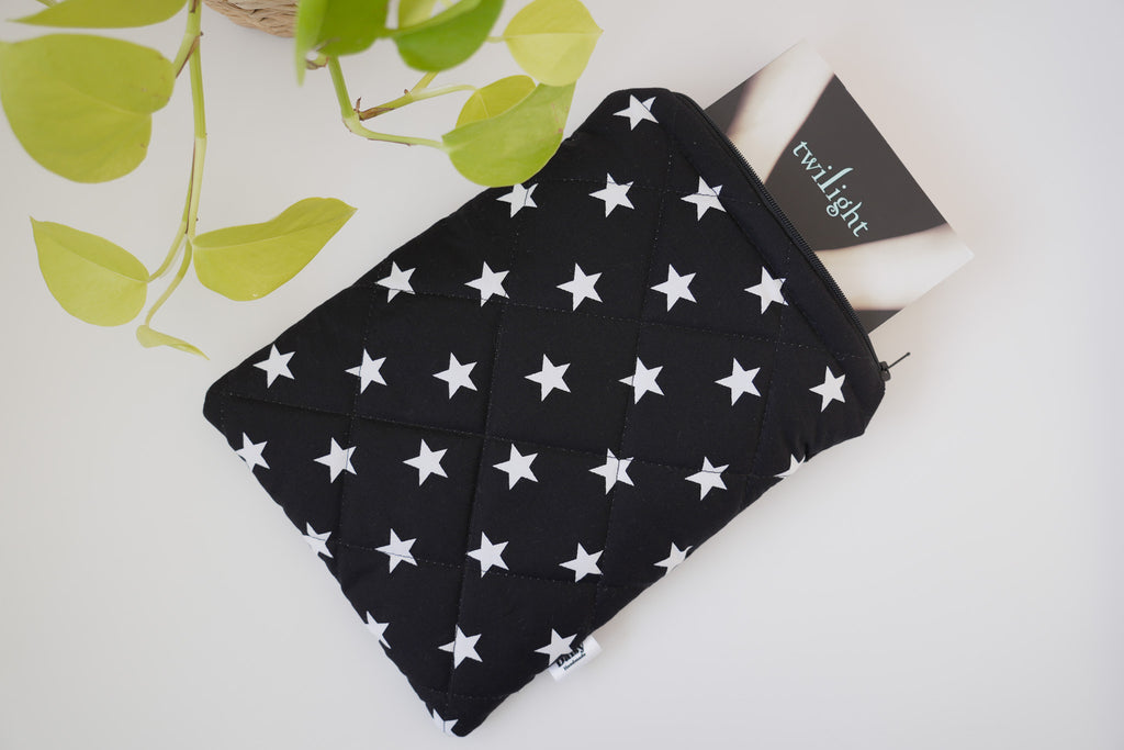 Quilted black star book sleeve