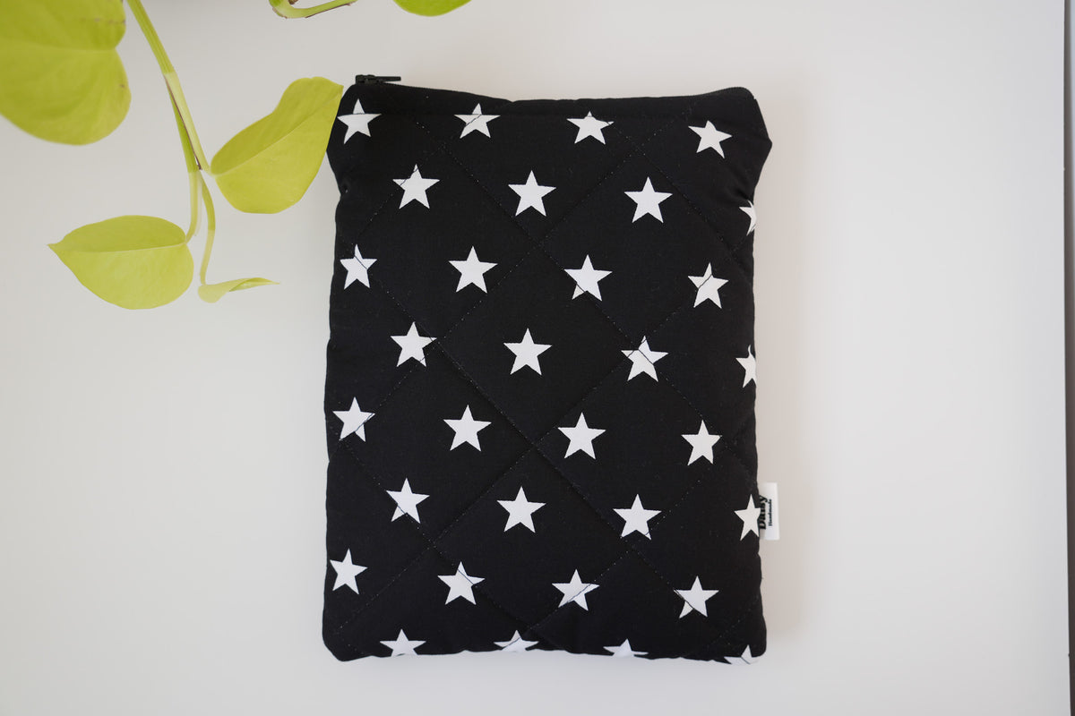 Quilted black star book sleeve