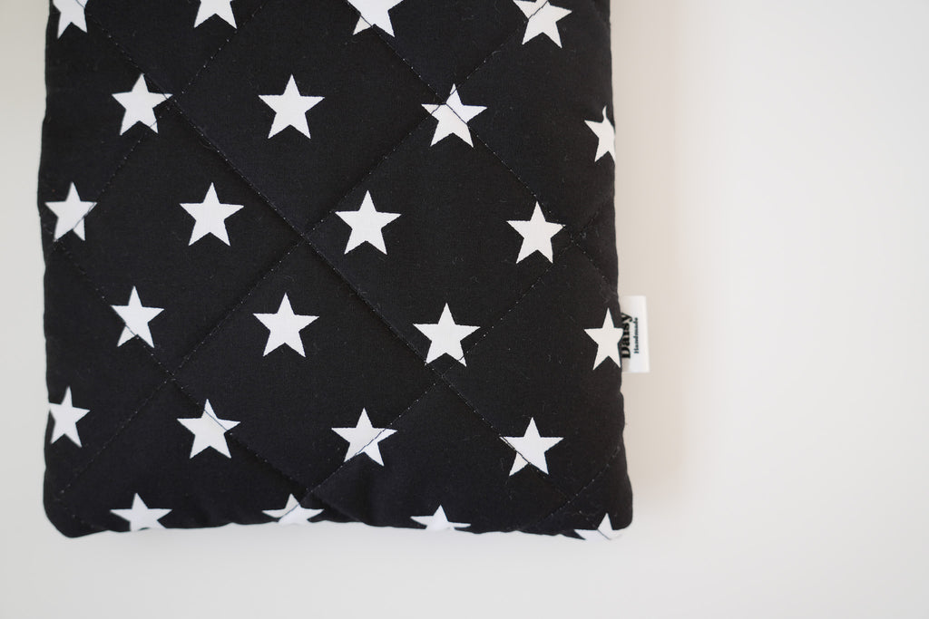 Quilted black star book sleeve