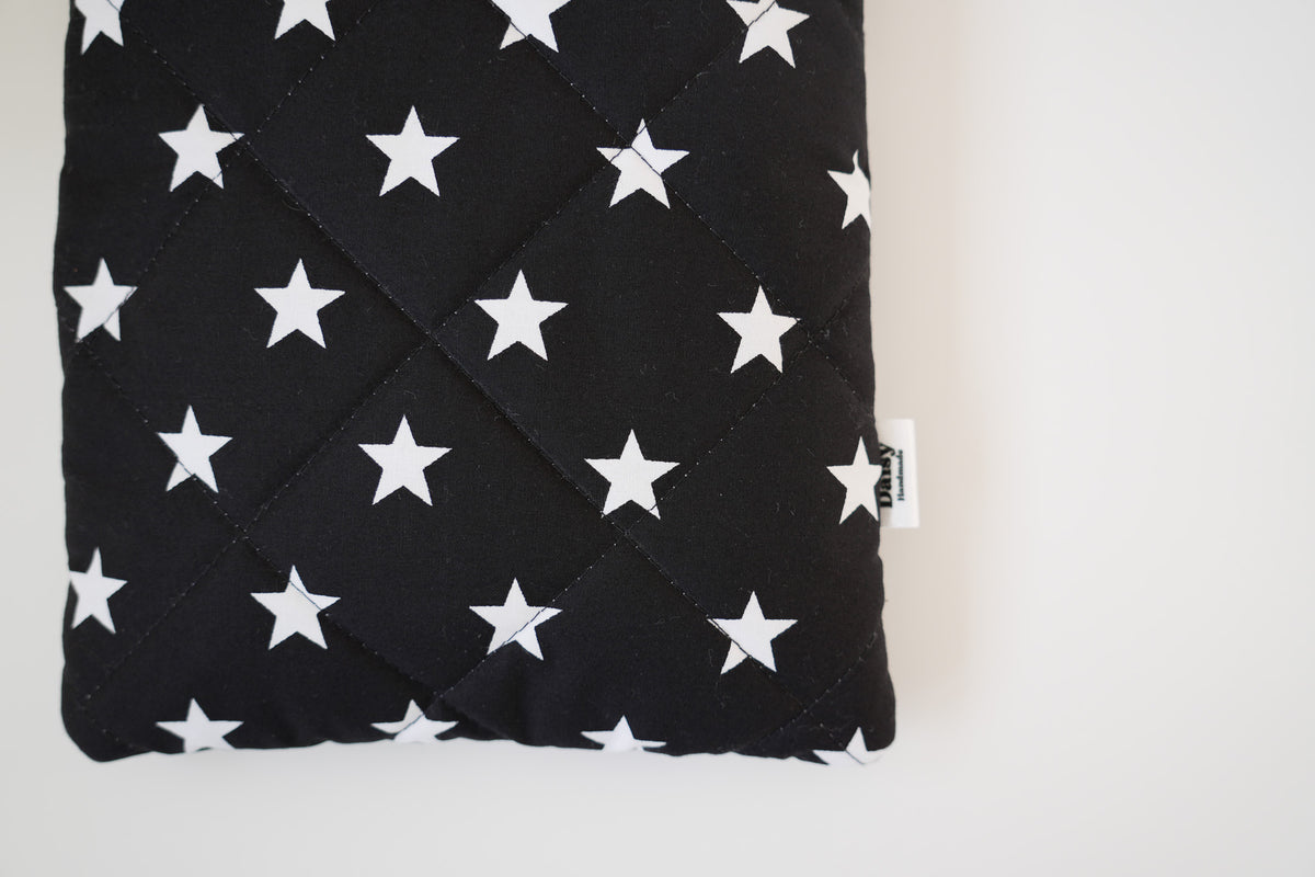Quilted black star book sleeve