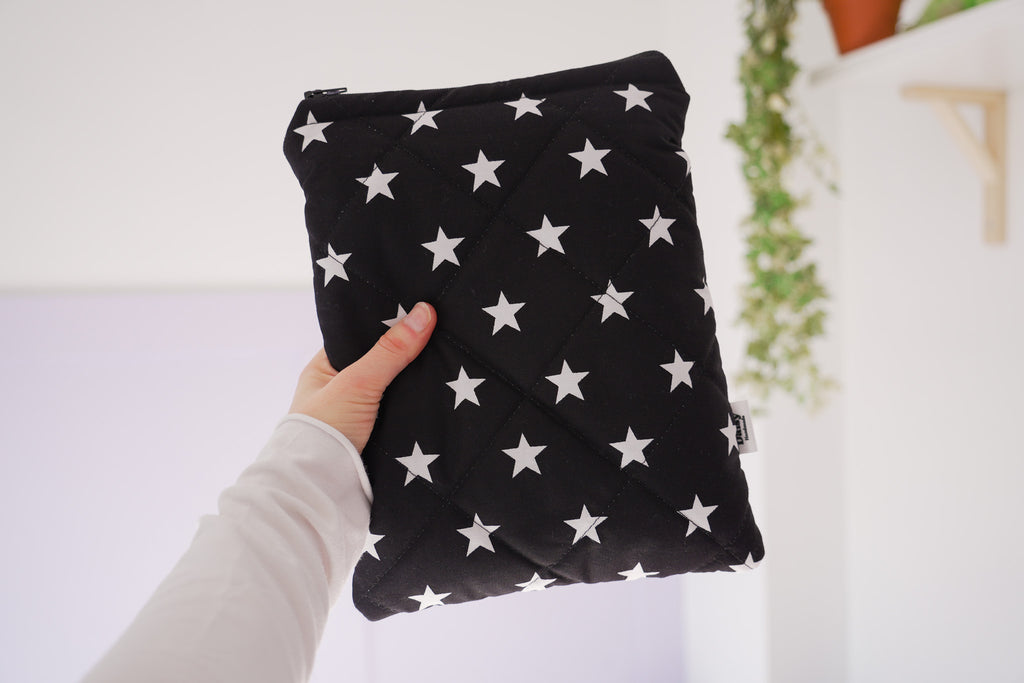 Quilted black star book sleeve