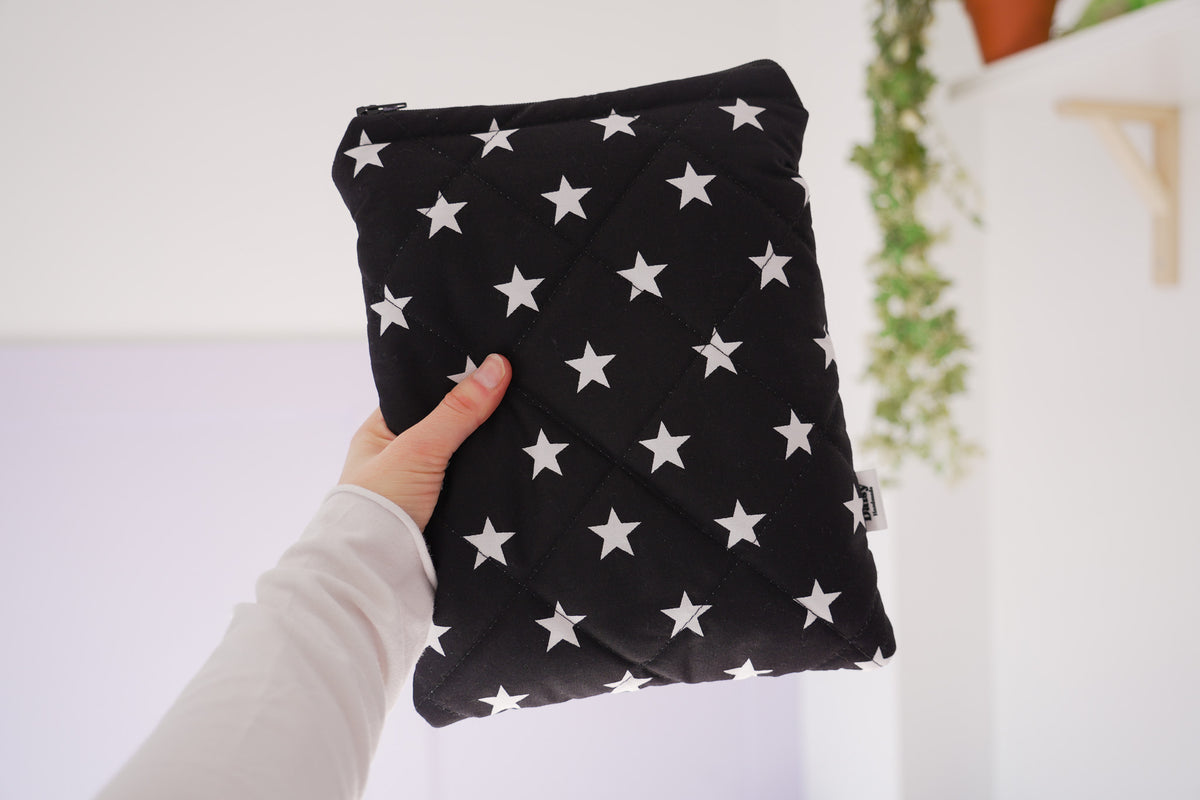 Quilted black star book sleeve