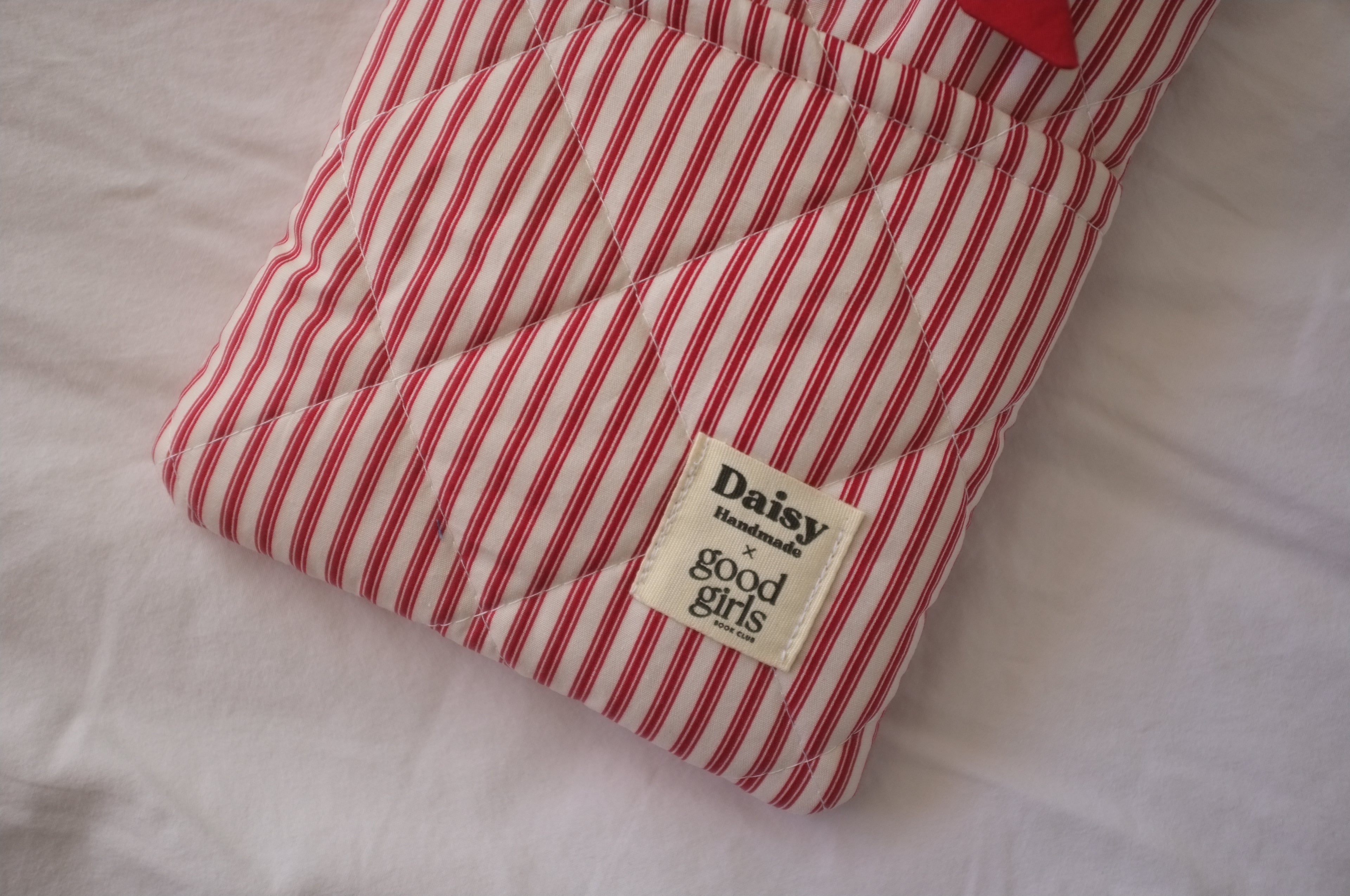 Red and White Striped eReader Case with Red Bow Closure