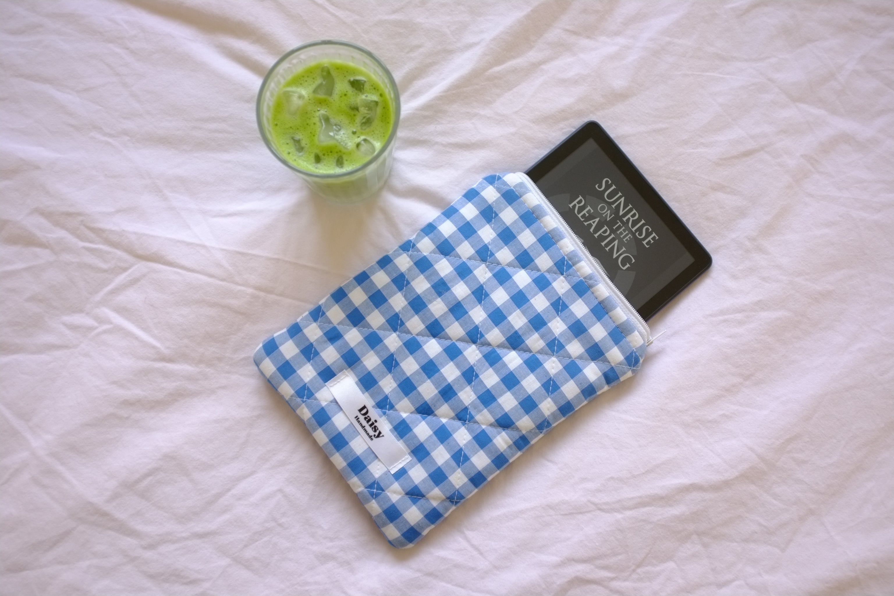 Kindle sleeve royal blue gingham