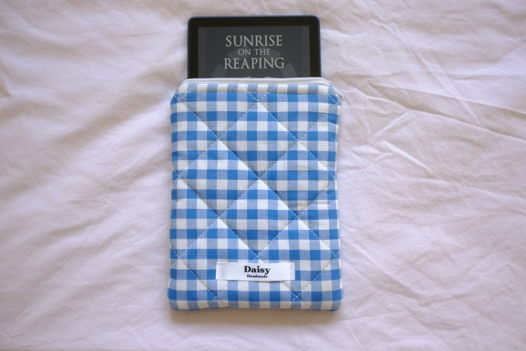 Kindle sleeve royal blue gingham