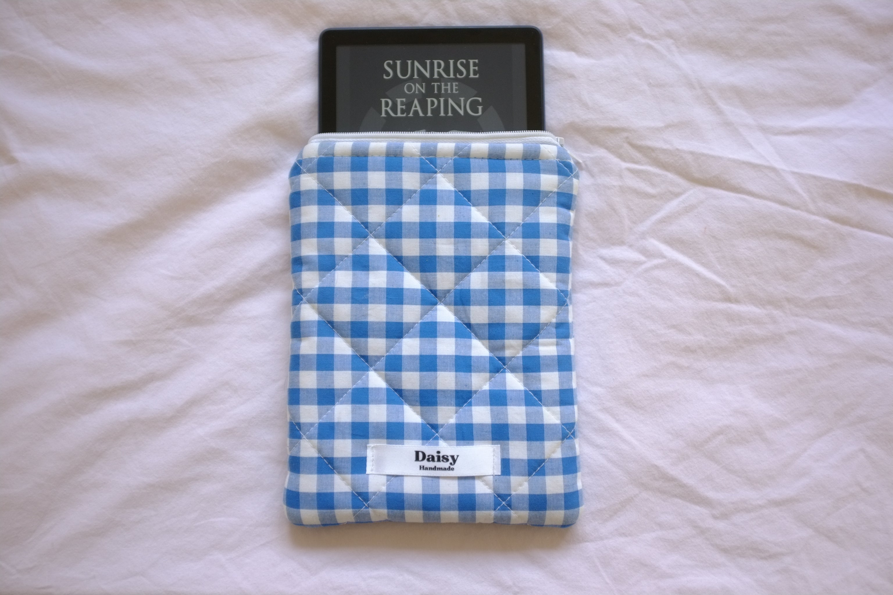 Kindle sleeve royal blue gingham