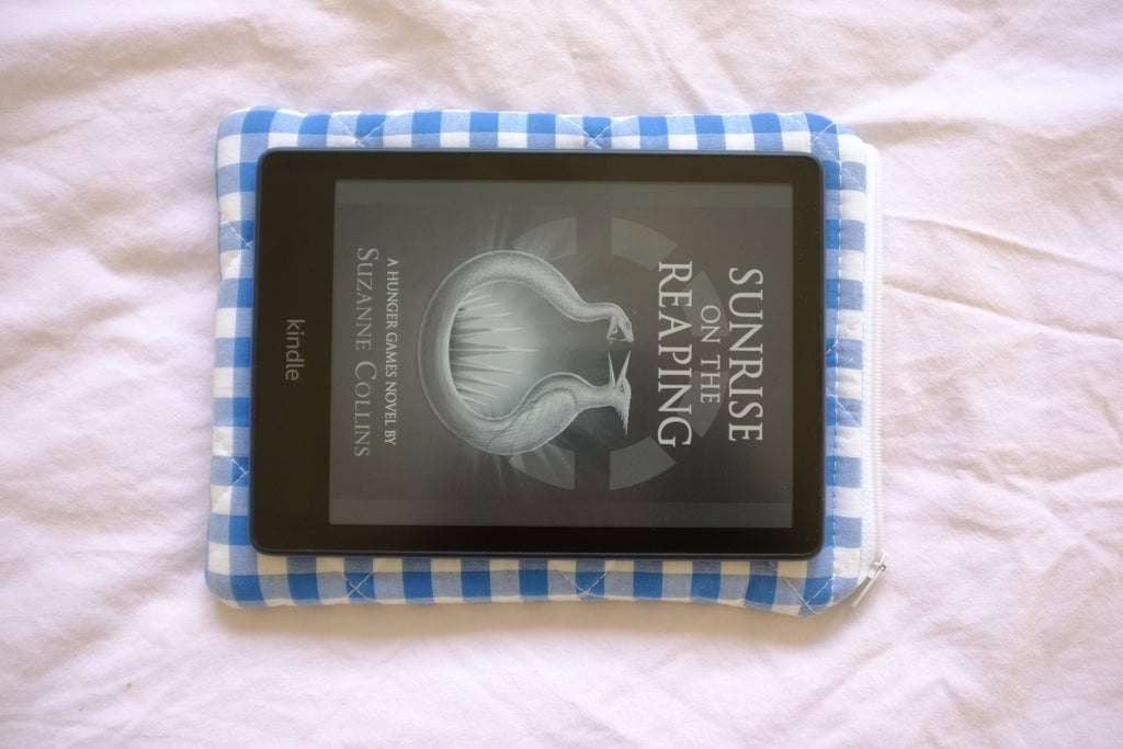 Kindle sleeve royal blue gingham