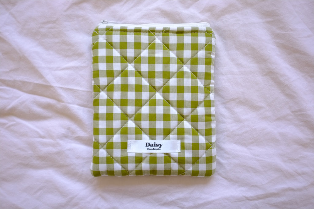 Kindle sleeve olive green gingham
