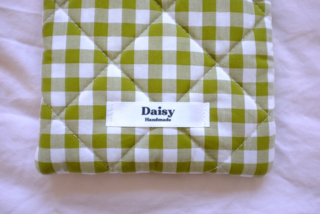 Kindle sleeve olive green gingham