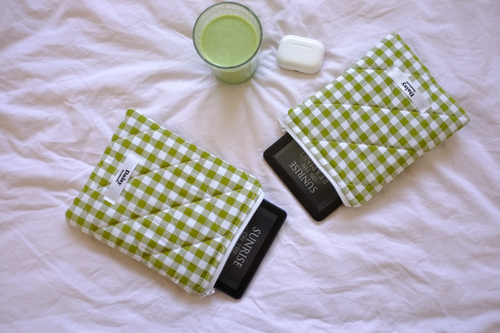 Kindle sleeve olive green gingham
