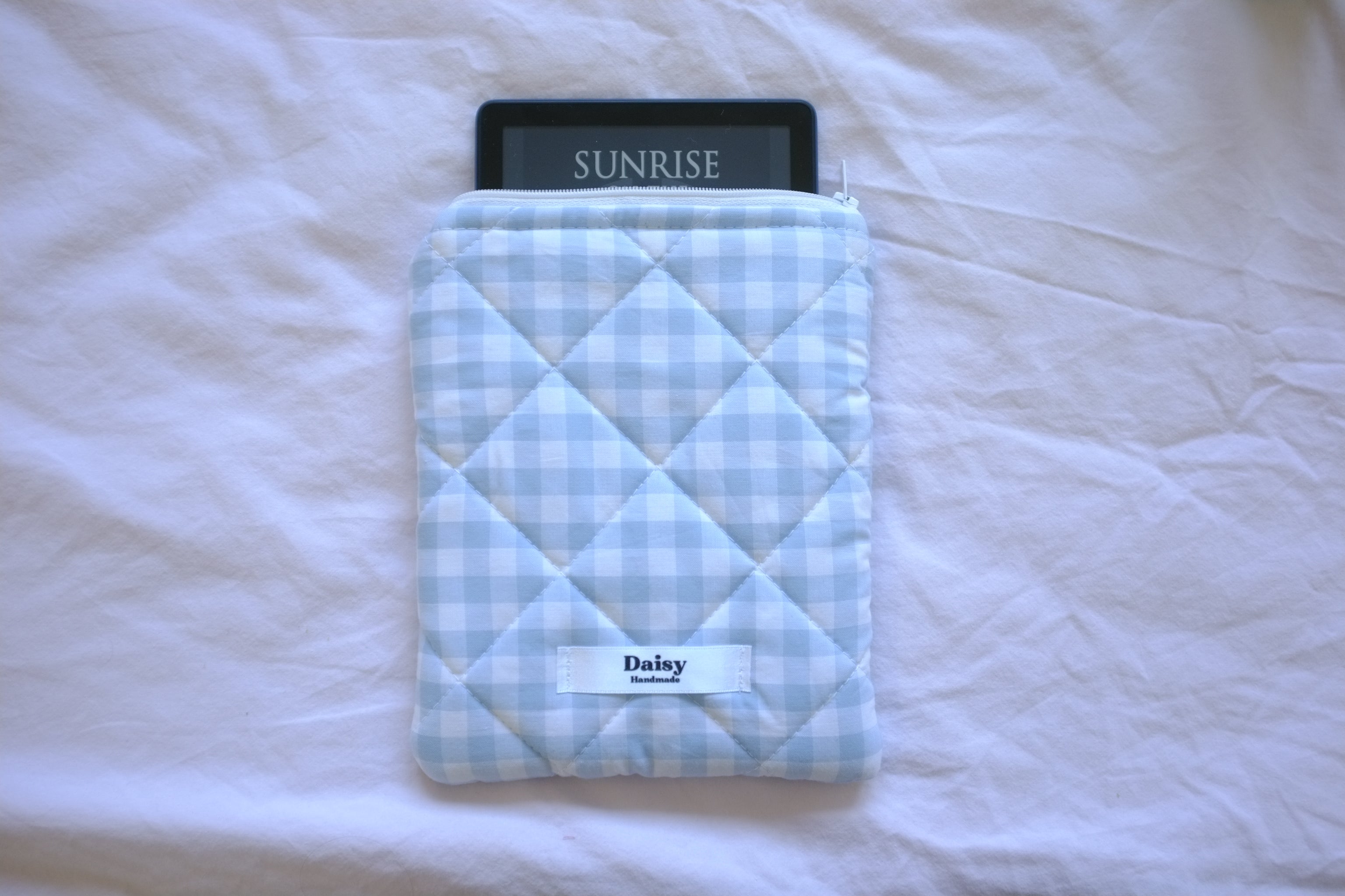 Kindle sleeve light blue gingham