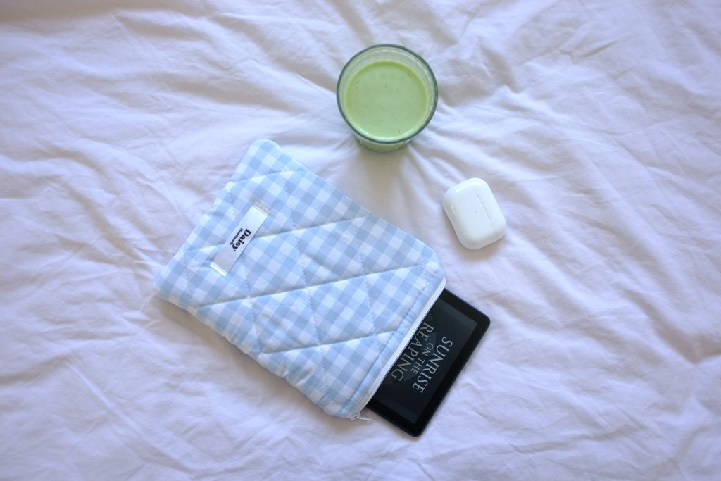 Kindle sleeve light blue gingham