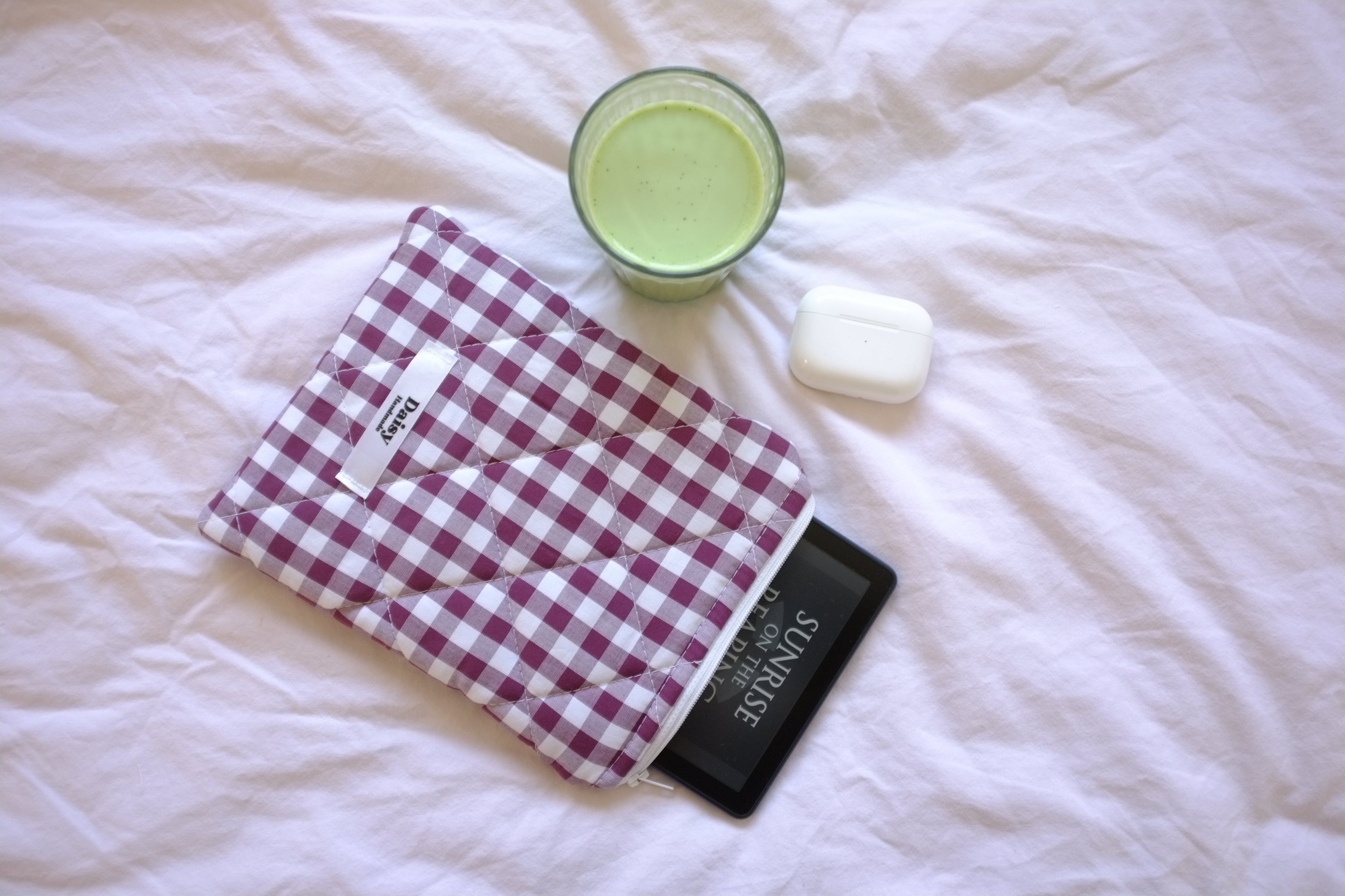 Kindle sleeve plum gingham