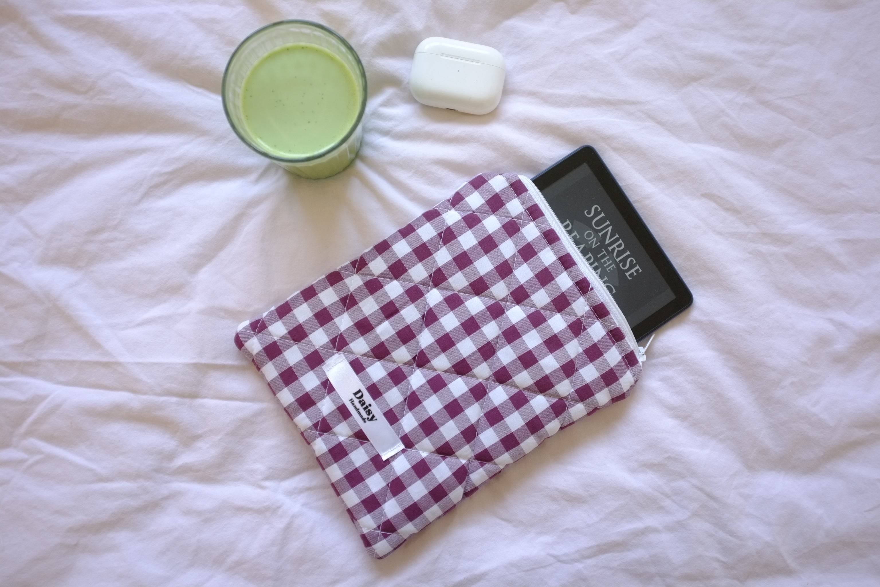Kindle sleeve plum gingham