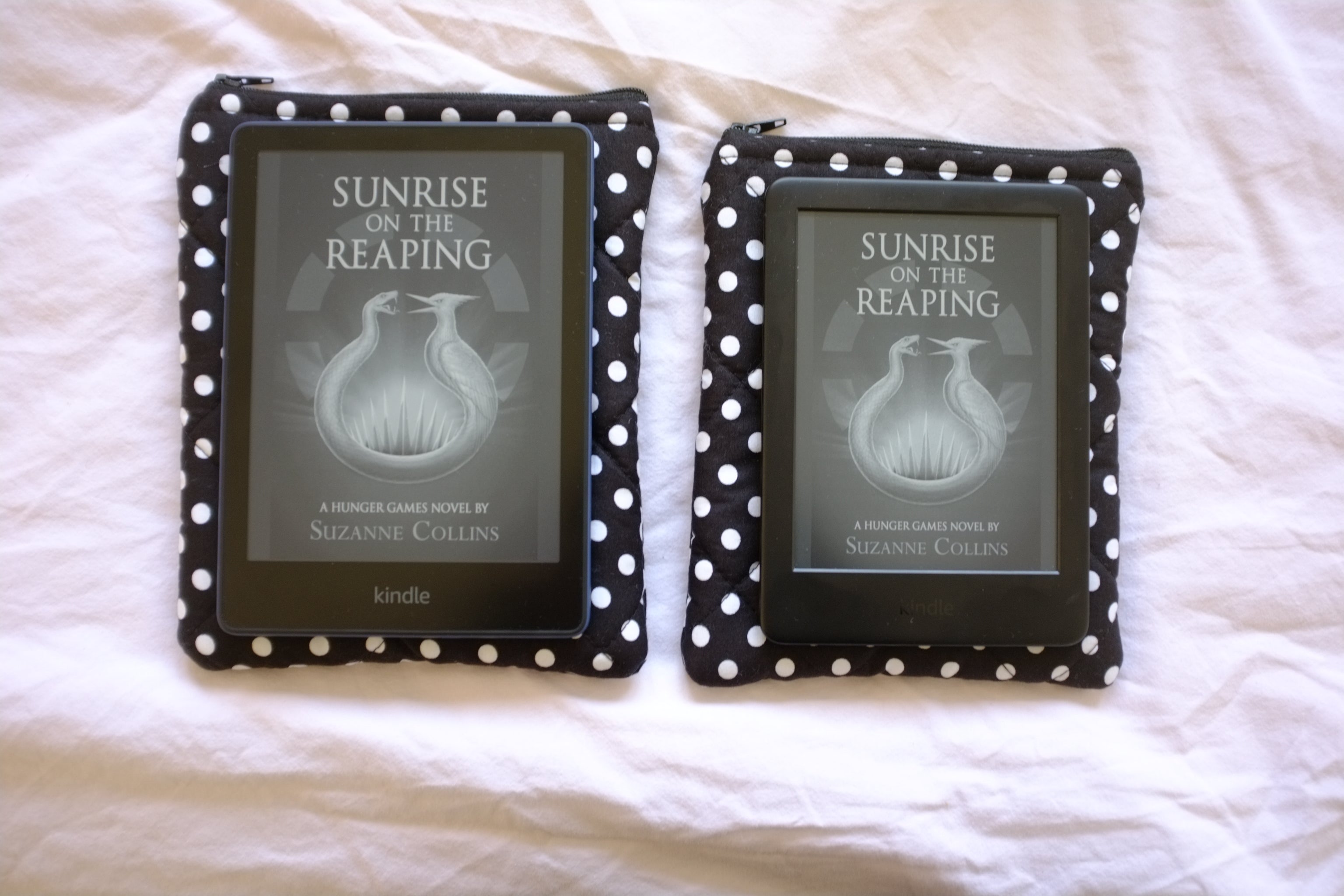 Quilted Kindle sleeve black polka dot