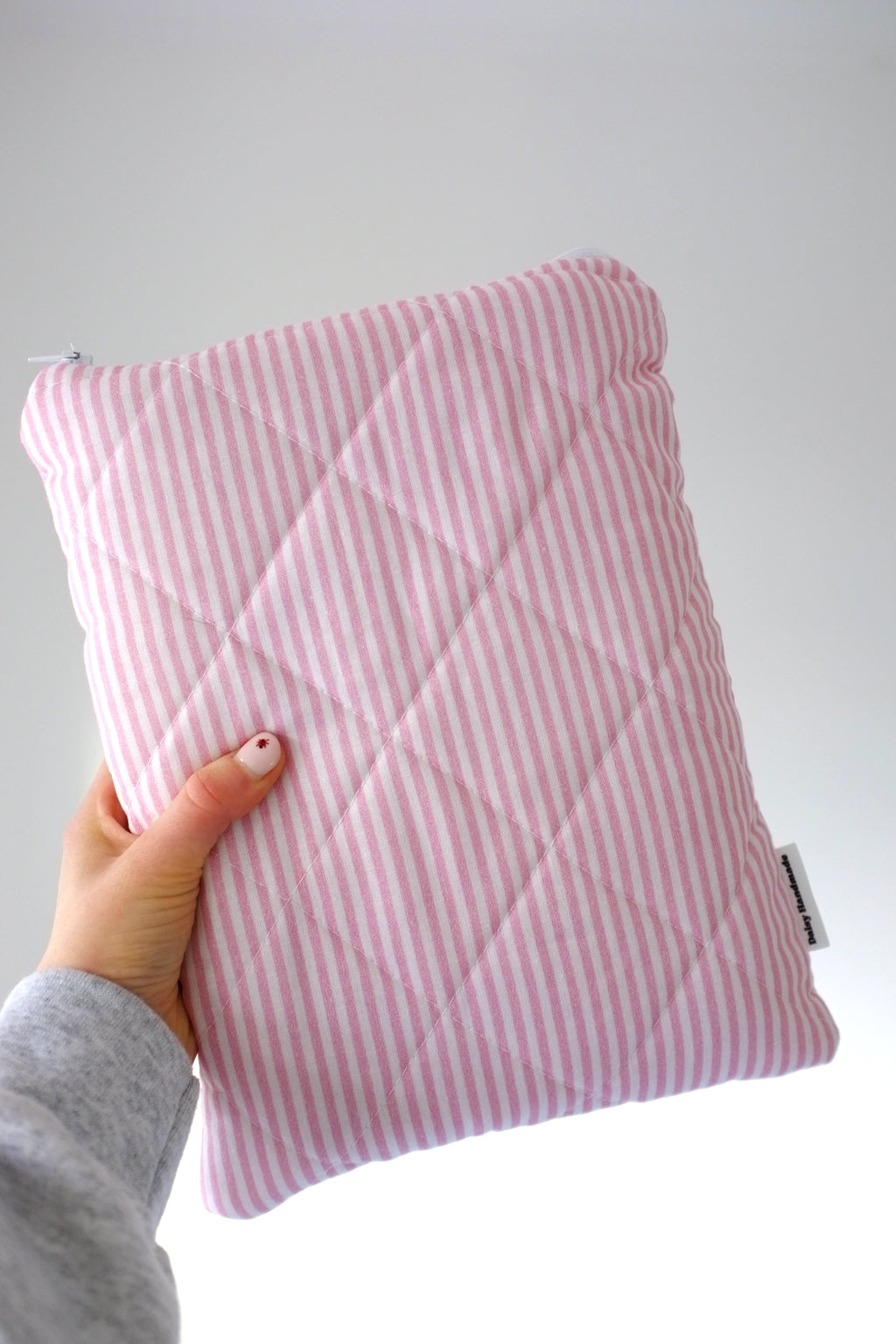 Quilted Pink stripe book sleeve