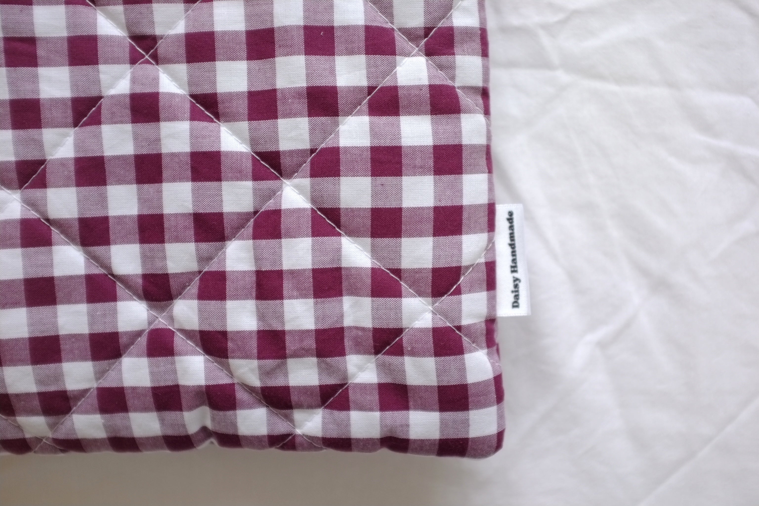 Quilted Plum gingham book sleeve