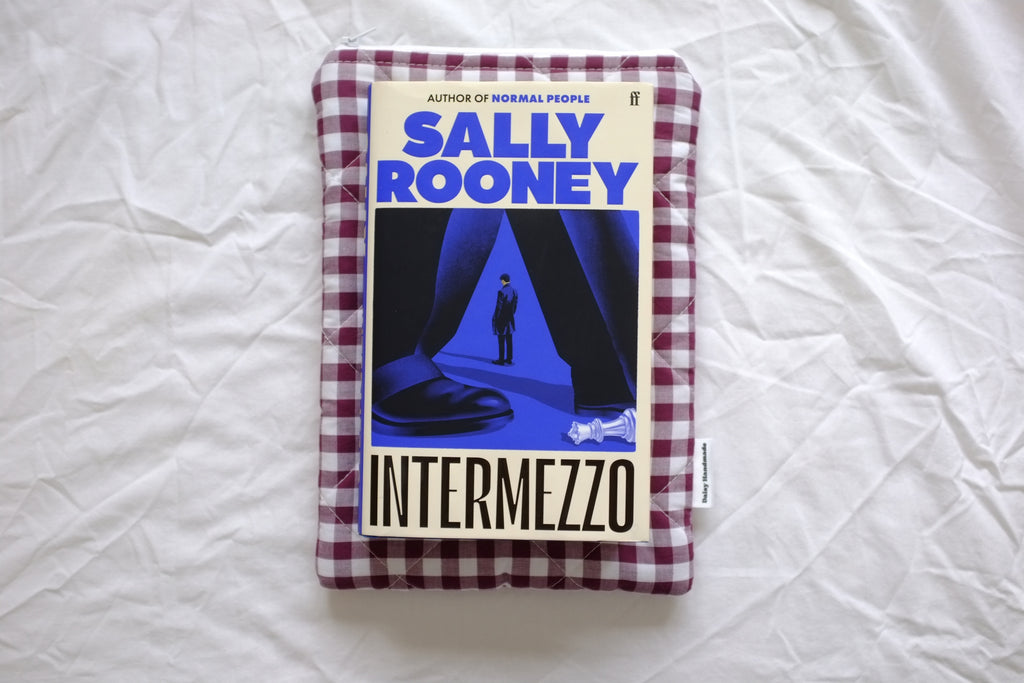 Quilted Plum gingham book sleeve