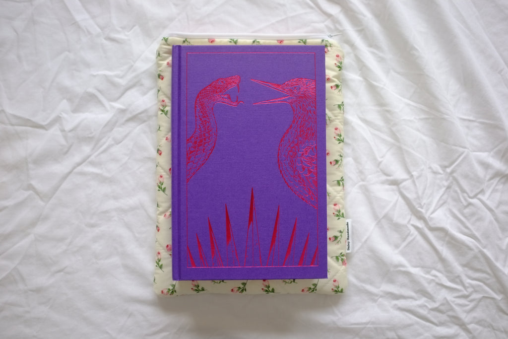 Quilted Ivory rose buds book sleeve
