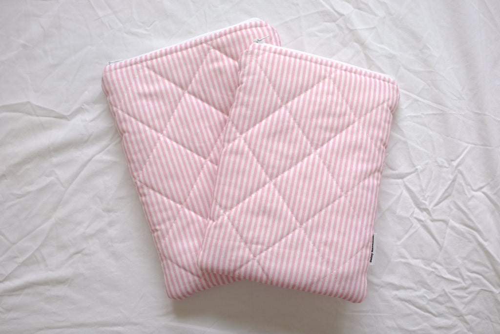 Quilted Pink stripe book sleeve