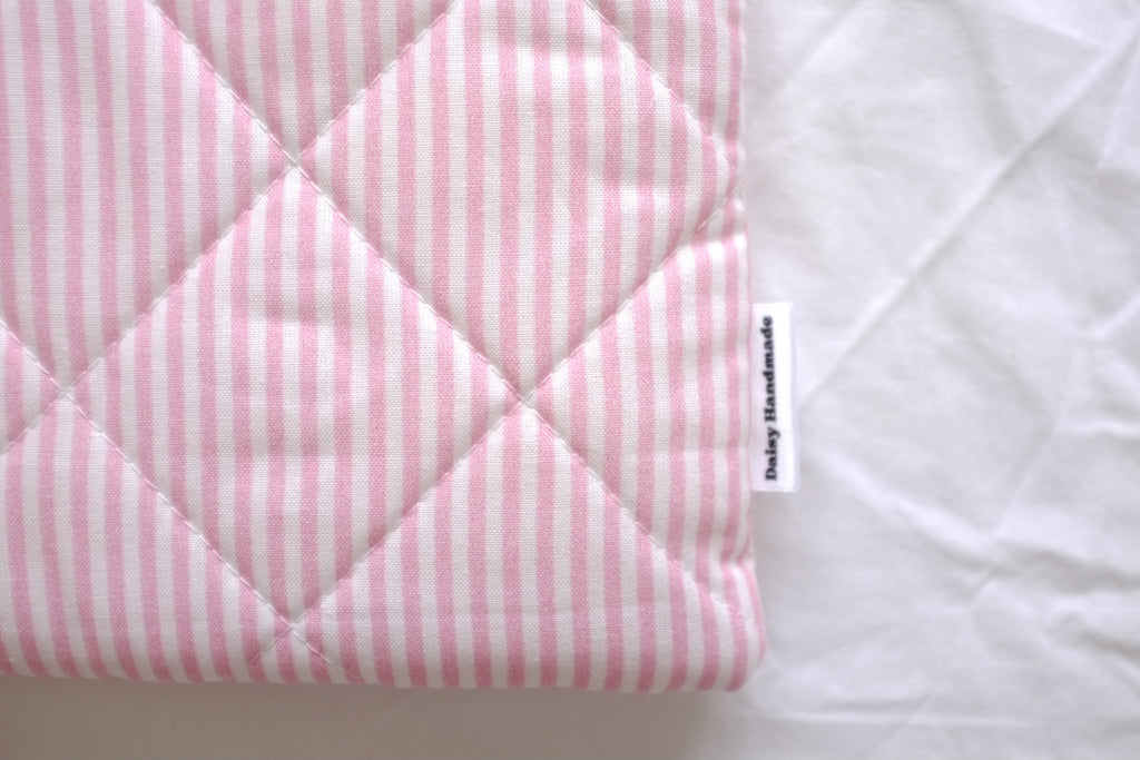 Quilted Pink stripe book sleeve
