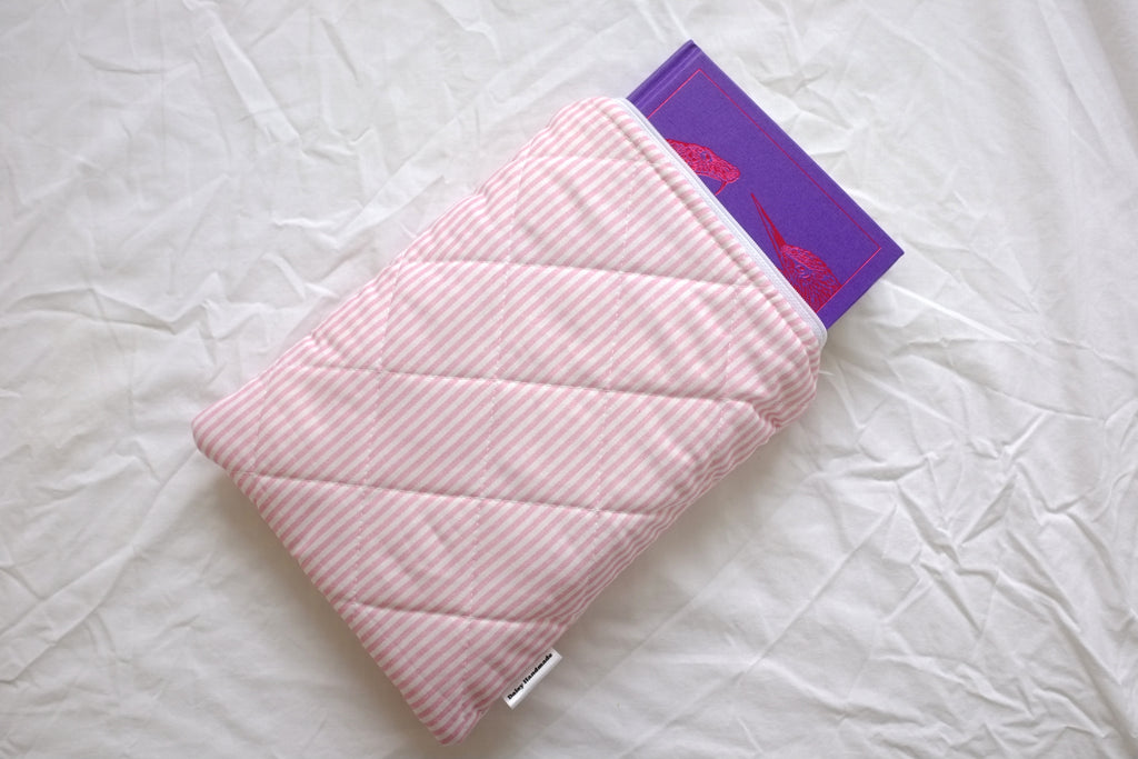 Quilted Pink stripe book sleeve
