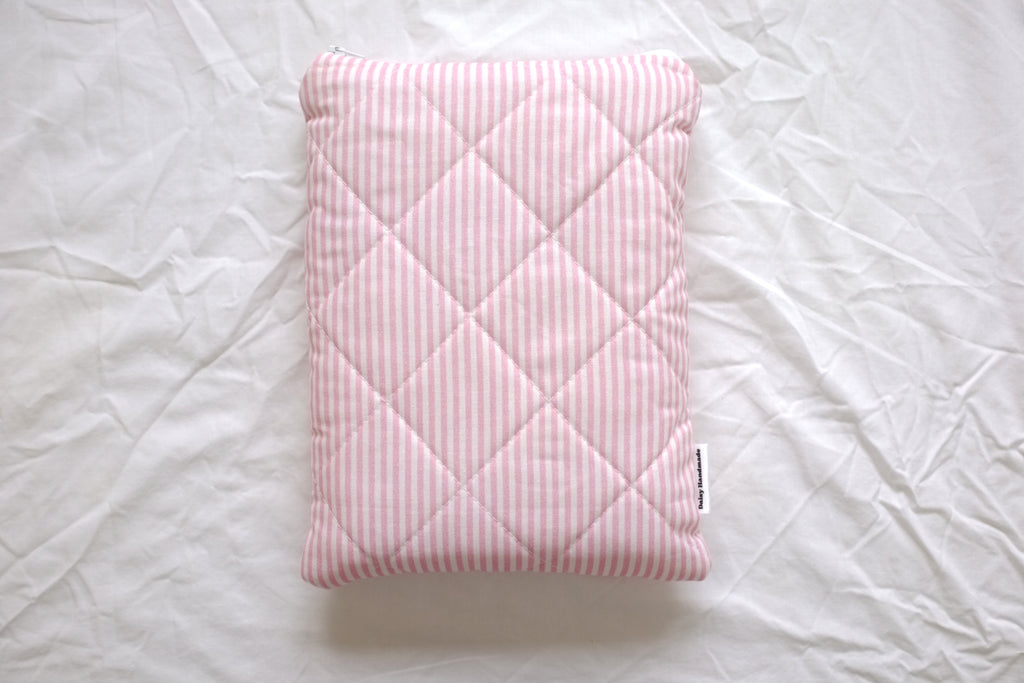 Quilted Pink stripe book sleeve