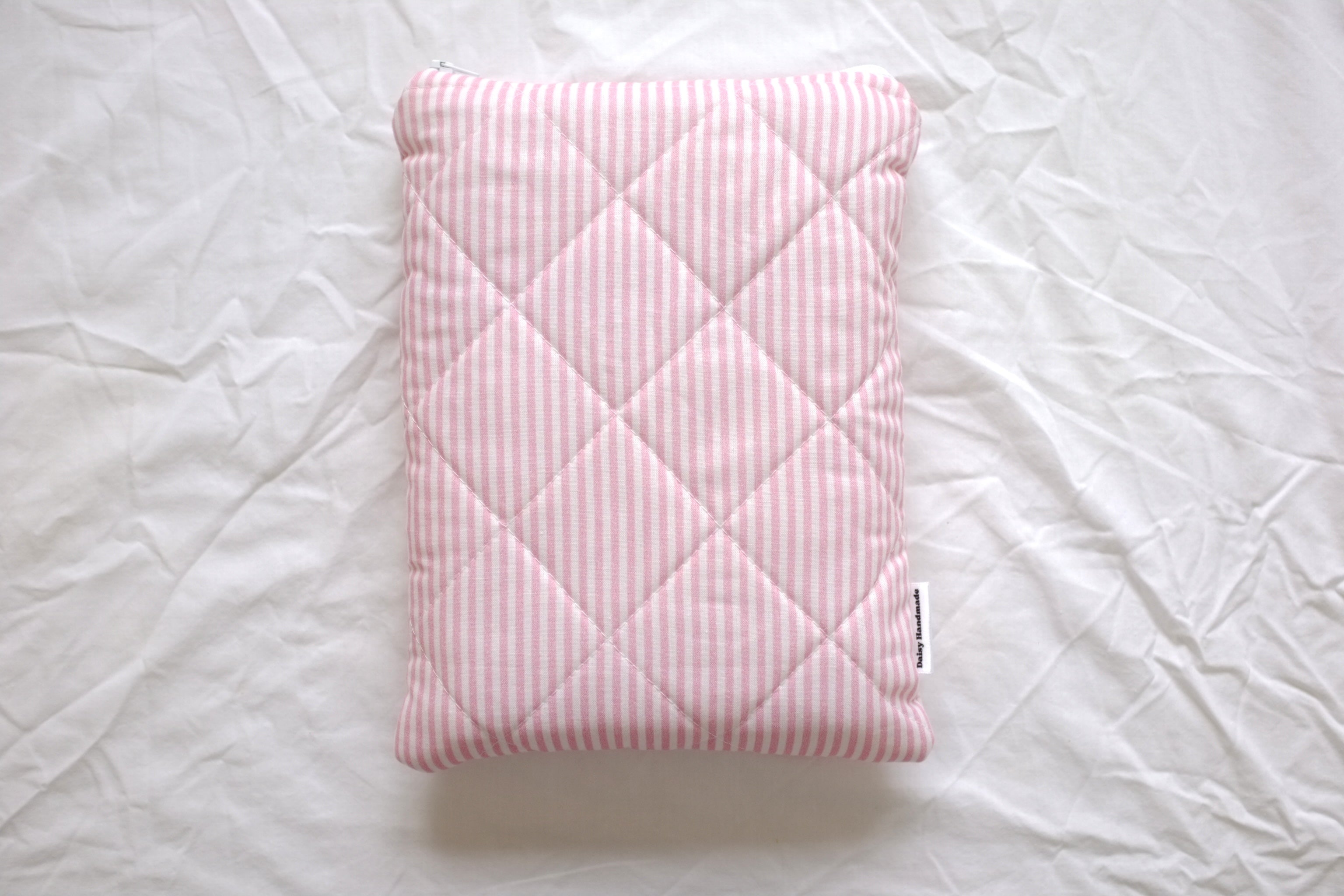 Quilted Pink stripe book sleeve