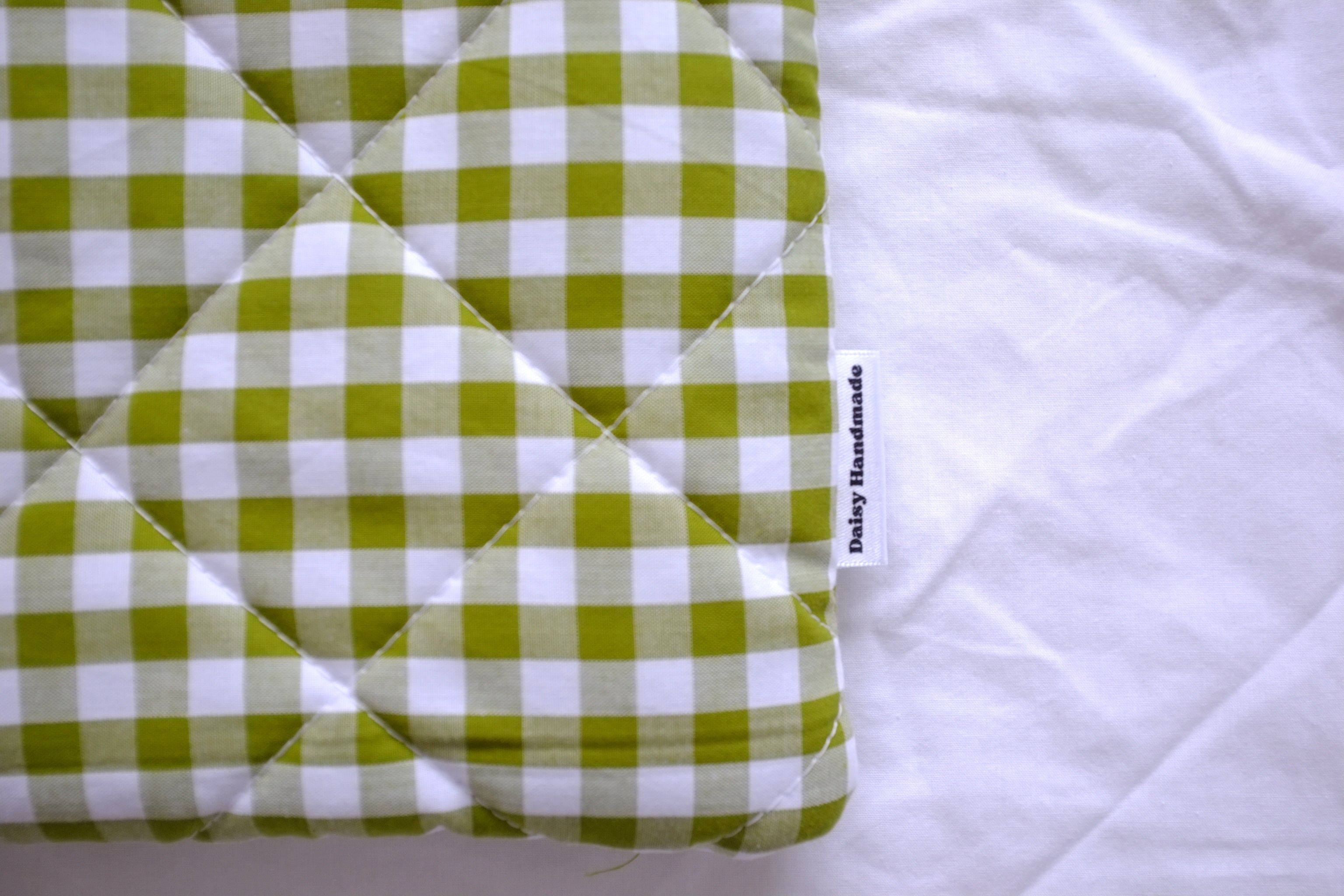 Quilted Green gingham book sleeve