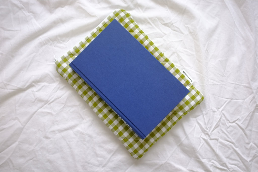 Quilted Green gingham book sleeve