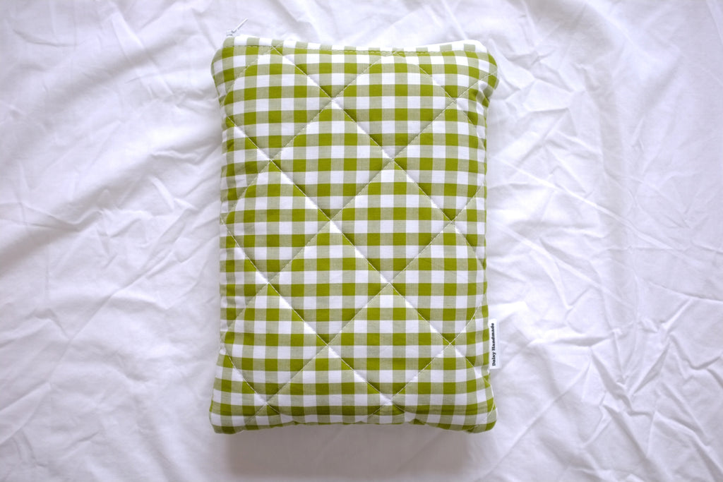 Quilted Green gingham book sleeve